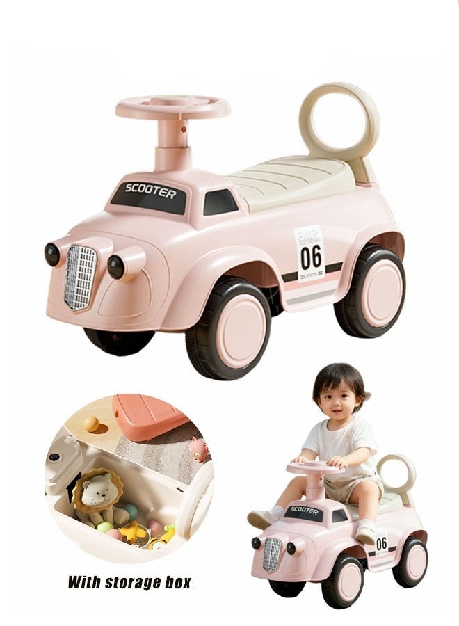 DURKU Baby Ride on Car for Kids With Push Handle And Musical Steering Lights Music Backrest & Storage Space Wheel for Boys & Girls Cool Baby for Kids Toddlers 1 to 3 Years Boys Girls Perfect Birthday Gift for Boys & Girls Cool Baby Pink - Image 1