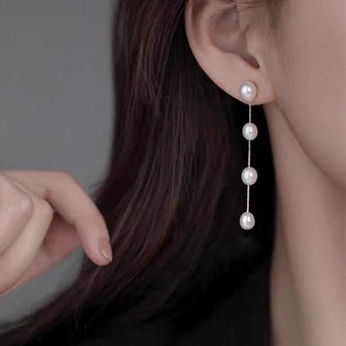 Sereney Sterling Silver Pearl Earrings for Women, Pearl Drop Earrings for Bride as Wedding Earrings Freshwater Pearls Dangle Jewelry as Bridesmaid Earrings Pearls Jewelry as Birthday Gifts - Image 5