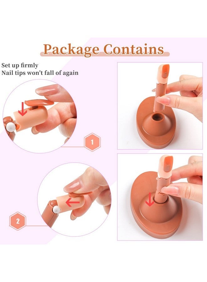 BQAN Nail Practice Fingers For Acrylic Nails, Practice Hand For Nail Training, 4Pcs Adjustable Plastic Fake Fingers For Nail Tech, With 100 Pcs Refill Nail Tips And 2 Finger Base - Image 4