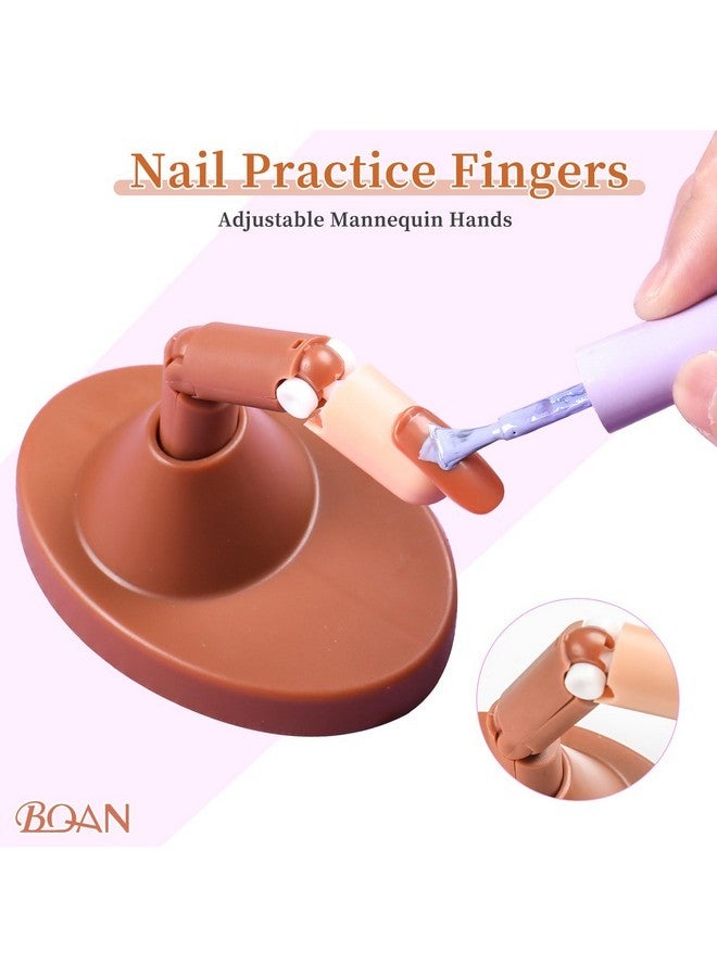 BQAN Nail Practice Fingers For Acrylic Nails, Practice Hand For Nail Training, 4Pcs Adjustable Plastic Fake Fingers For Nail Tech, With 100 Pcs Refill Nail Tips And 2 Finger Base - Image 5