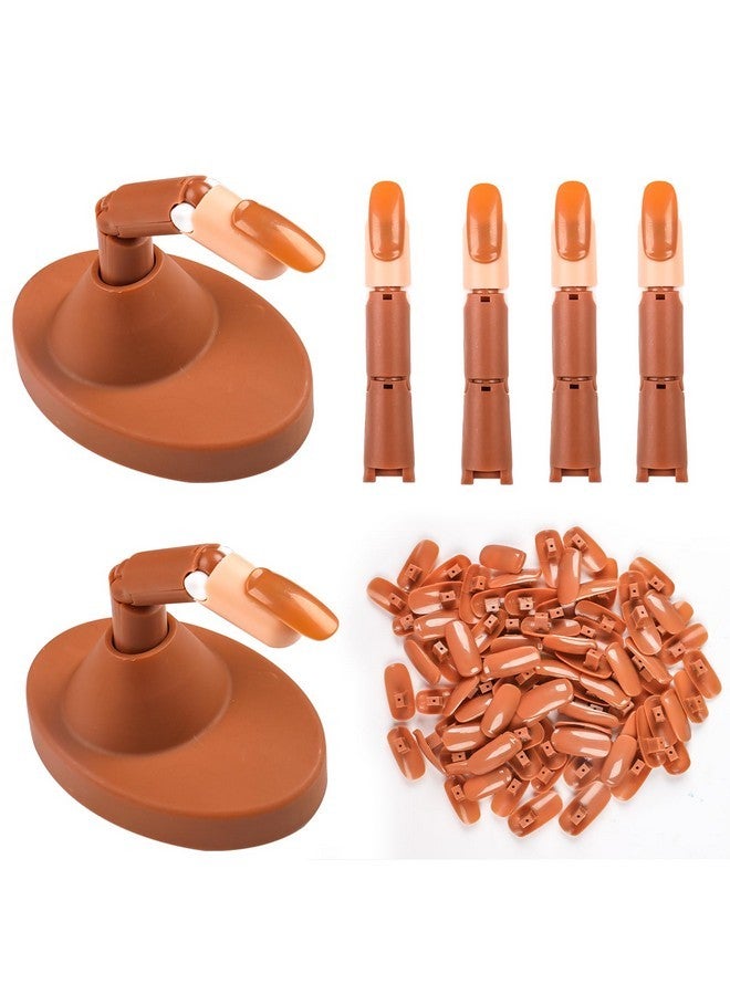 BQAN Nail Practice Fingers For Acrylic Nails, Practice Hand For Nail Training, 4Pcs Adjustable Plastic Fake Fingers For Nail Tech, With 100 Pcs Refill Nail Tips And 2 Finger Base - Image 1