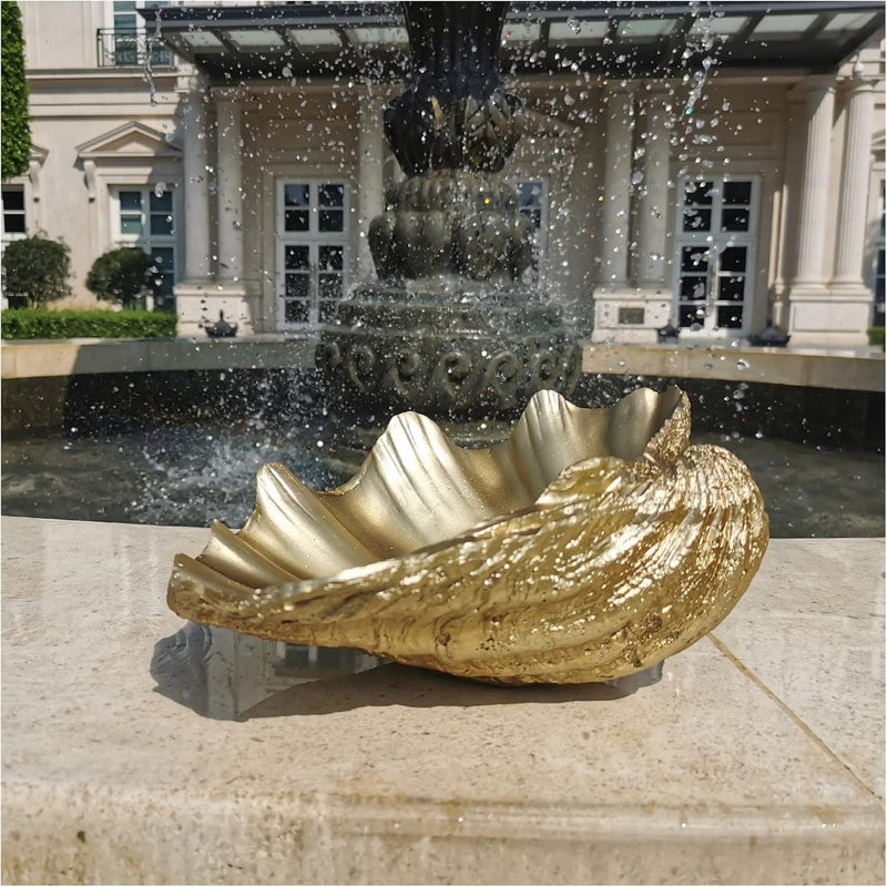 ALIWINER Indoor outdoor all-purpose fit Medium Gold Scalloped Clam Shell Bowl Sea Shell Decor for Nautical Beach House,Coastal Decor Gift of Housewarming and Wedding Party Heat resistant - Image 3
