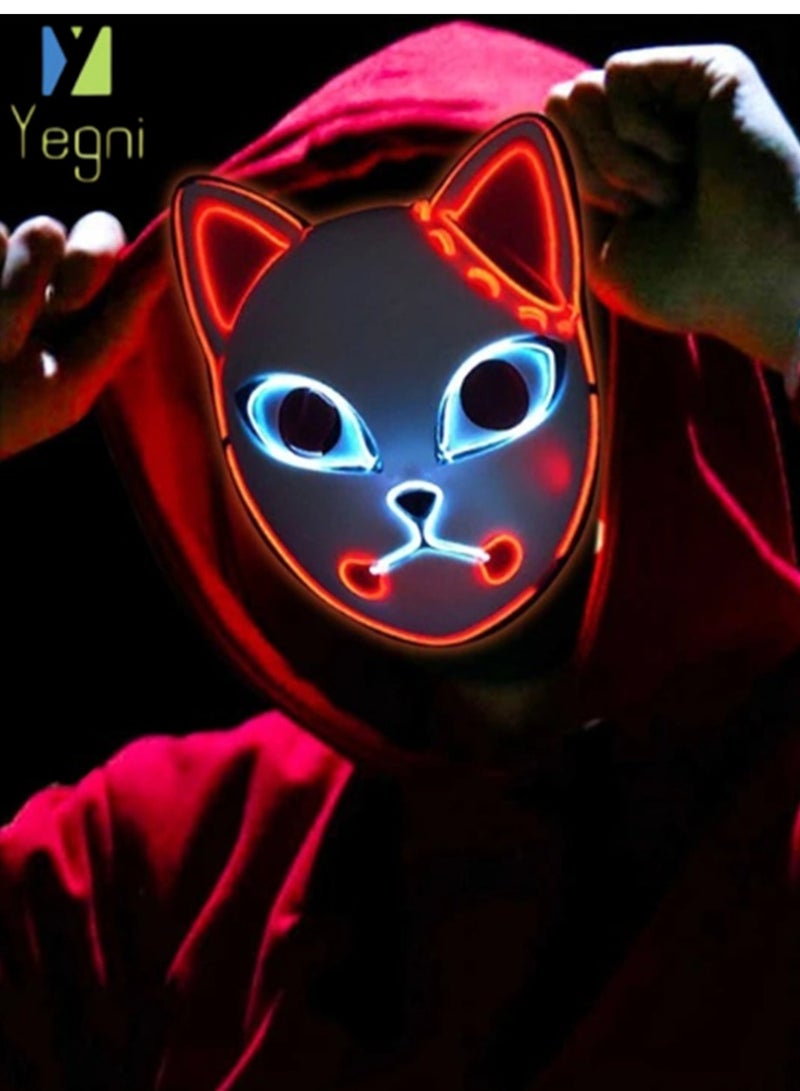 نعم سيدي. قناع مضيء من أنمي قاتل الشياطين كيميتسو نو يايبا، قناع أداء بإضاءة باردة - Image 1