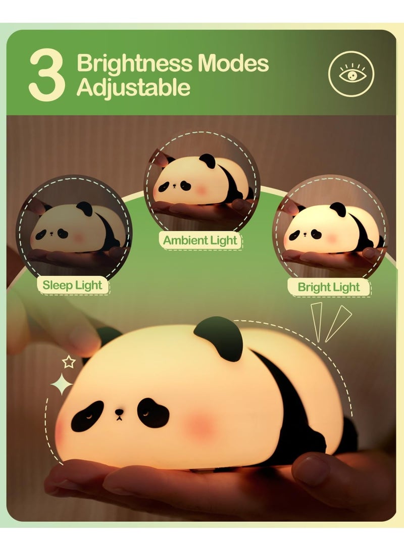 مصباح ليلي بتصميم باندا لطيف، مصباح ليلي LED اسفنجي مبتكر على شكل حيوانات من السيليكون الامن غذائيا بـ3 مستويات اضاءة ليلية قابلة للتعتيم لديكور المكتب، هدايا مضحكة للاولاد والبنات والرضع، هدايا - Image 2