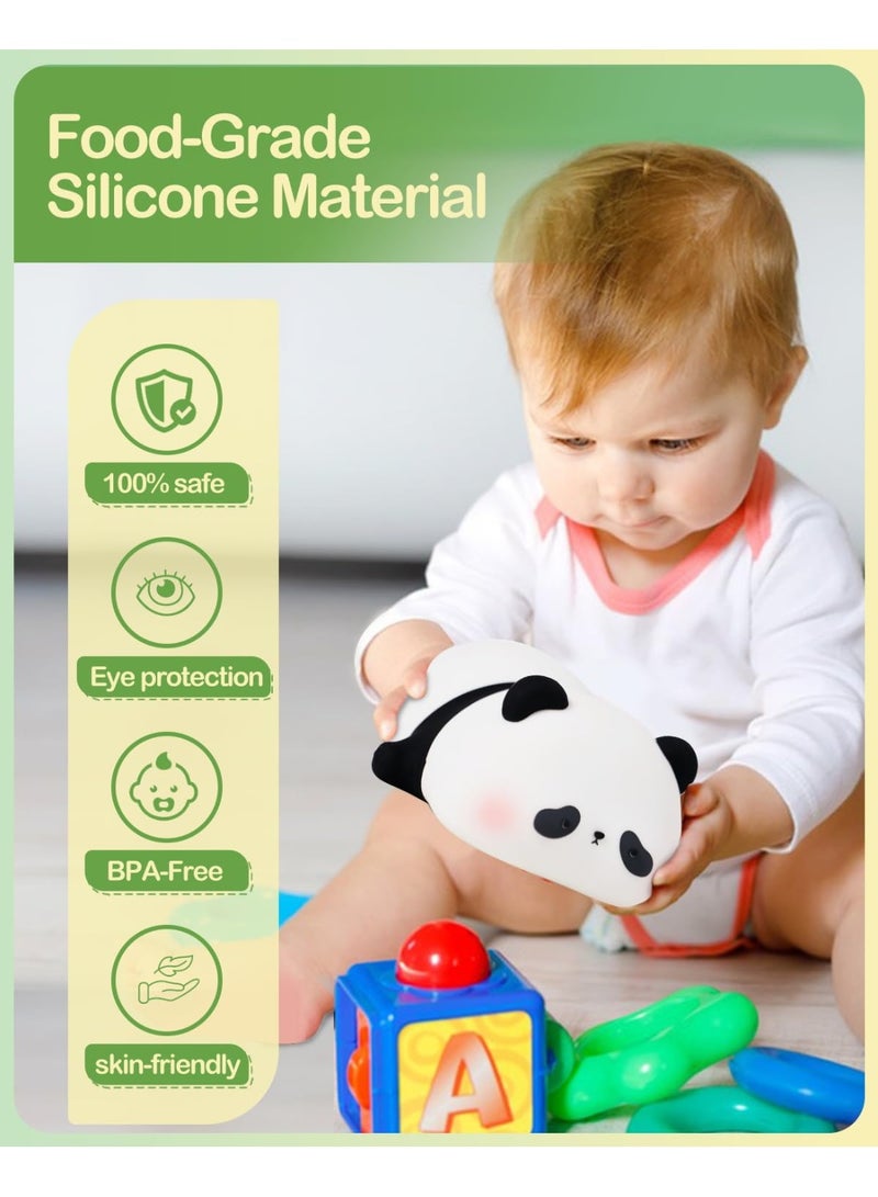 مصباح ليلي بتصميم باندا لطيف، مصباح ليلي LED اسفنجي مبتكر على شكل حيوانات من السيليكون الامن غذائيا بـ3 مستويات اضاءة ليلية قابلة للتعتيم لديكور المكتب، هدايا مضحكة للاولاد والبنات والرضع، هدايا - Image 5