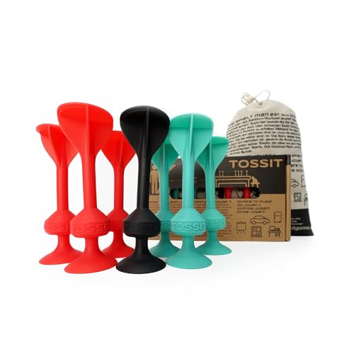 TOSSIT Game Suction Cup Darts Toss Game Perfect Family and Party Silicone Throwing Game for Backyard Indoor and Outdoor Fun Starter Pack Red Cyan - Image 1