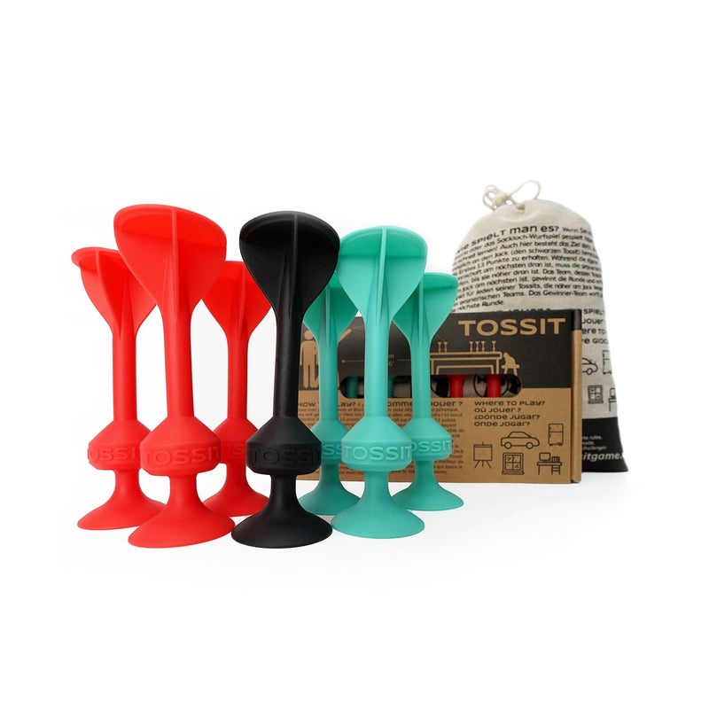 TOSSIT Game Suction Cup Darts Toss Game Perfect Family and Party Silicone Throwing Game for Backyard Indoor and Outdoor Fun Starter Pack Red Cyan - Image 3