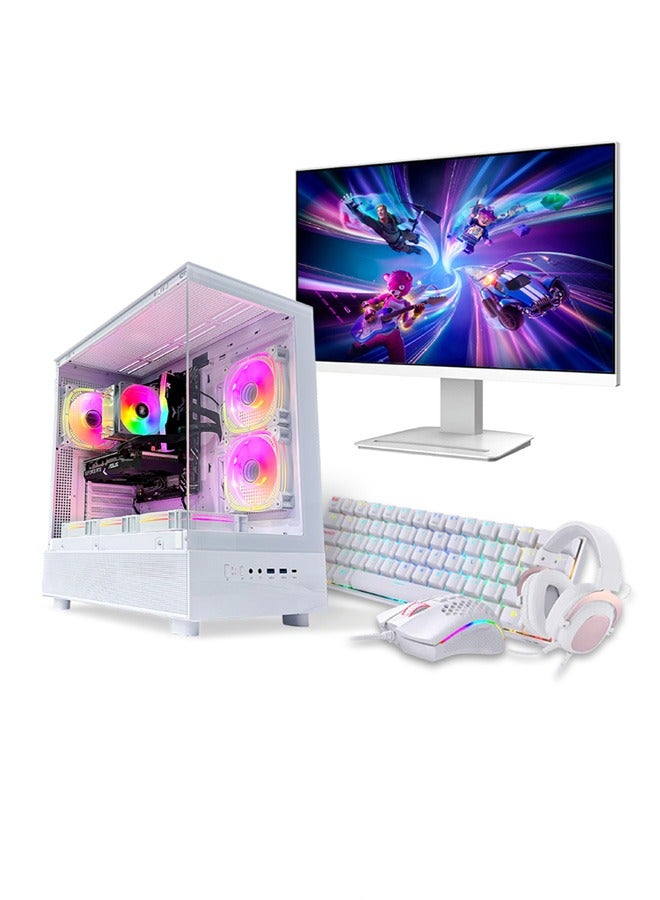 Nova Gaming PC Bundle - Intel Core i5-12400F | GPU Option: AMD RX 580 or GeForce RTX 3050 / 3060 / 5050 / 5060 | 16GB DDR4 RAM-1TB NVMe SSD | Air Cooler-H610 MB-500W - 650W 80+ PSU | 24" FHD Monitor-Keyboard-Mouse-Headset | WiFi-Bluetooth-Windows 11 Pro | Game Sekret Desktop Computer | 1 Year Warranty white