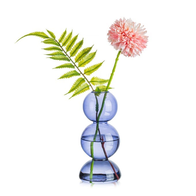 GLASS BUBBLE VASE CUTE LIGHT BLUE VASES FOR FLOWERS UNIQUE SMALL FLOWER VASES FOR CENTERPIECES BALL AESTHETIC DECORATIVE VASE ROUND MODERN VASE FOR HOME DECOR LIVING ROOM DECORATIONS