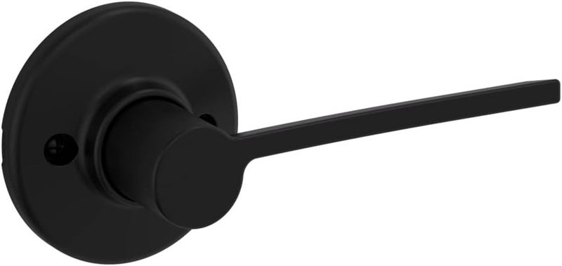 Kwikset Ladera Dummy Door Handle Single Sided Lever for Closets French Double Doors and Pantry Matte Black NonTurning Right Handed Interior PushPull Lever - Image 1