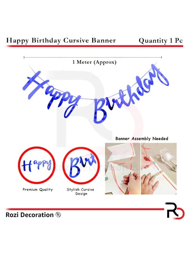 Happy Birthday Script Cursive Banner – Blue – Pack of 1 - Image 3