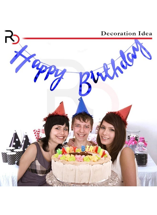 Happy Birthday Script Cursive Banner – Blue – Pack of 1 - Image 4