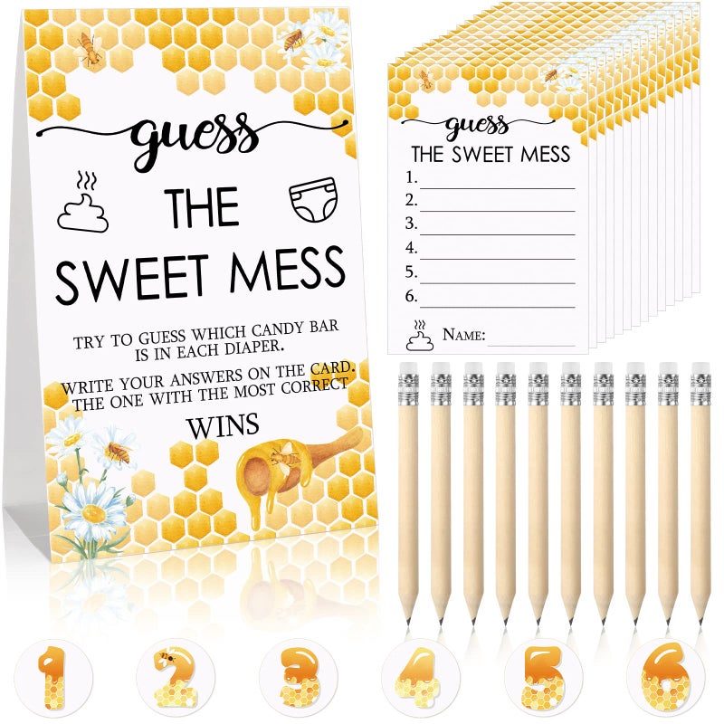 67 Pcs Guess the Baby Food Game Greenery Baby Shower Games Set 1 Standing Sign 50 Answer Cards 10 Pencils 6 Number Stickers for Gender Reveal Party Decoration Supplies