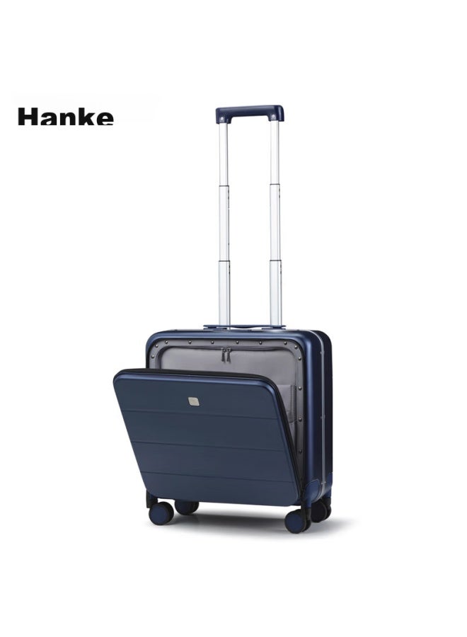Hanke حقيبة سفر بعجلات أمامية الفتح، هيكل ألومنيوم، حقيبة سفر محمولة، 18 بوصة، أزرق بحري، قفل سري تجاري، للرجال والنساء - Image 1