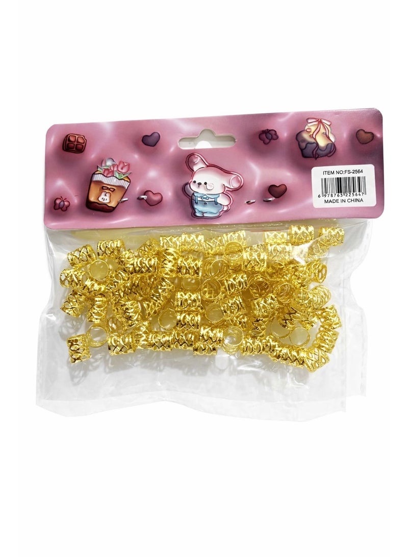 100 pieces of gold hair and hijab accessory rings for parties and special occasions - Image 2