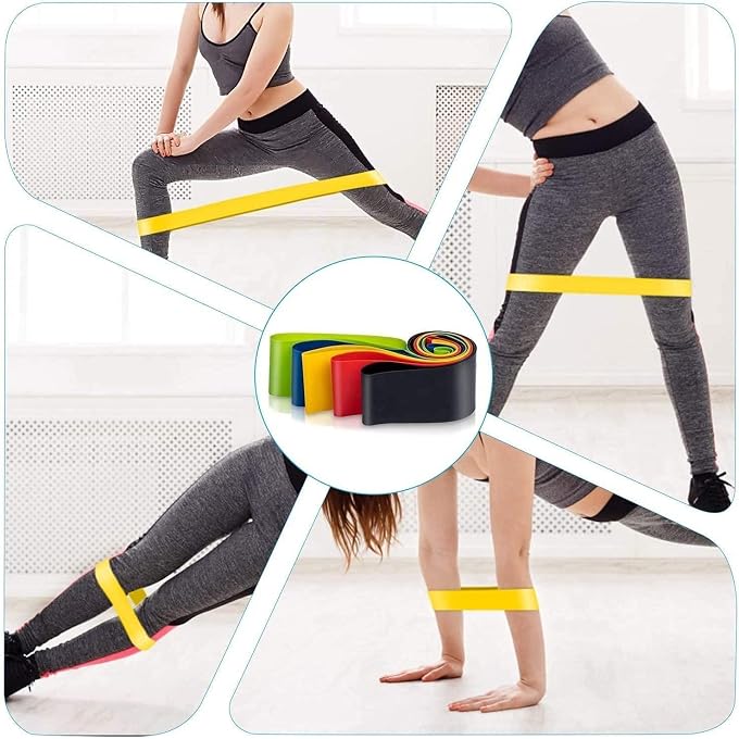 Marshal Fitness 5 In 1 Yoga Stretch Bands Fitness Resistance Belt Fitness Rubber Band Elastic Exercise Straps Indoor Sport Gym Pull Up For Fit Body Building Exercise With Bag (5Pcs)-Mf-8006 - Image 3