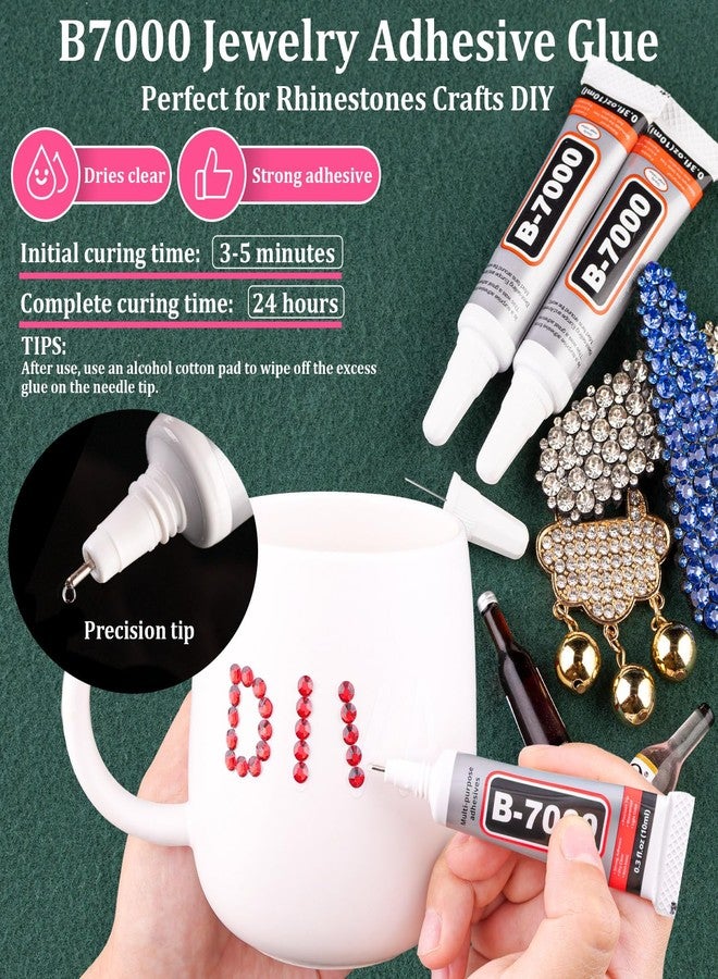TINKRSTUFF Resin Rhinestones for Crafting with B7000 Jewelry Glue, 2 Boxes Red Flatback Crystals with 3Pcs 10ml Glue for Bedazzling Crafts DIY Nail Art Makeup，Non Hotfix Gems for Clothing Shoes - Image 4