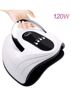 LED Nail Light Fast Nail Dryer 120W for Gel Polish Curing with 4 Timers Portable Handle Large Space Automatic Sensor (White)