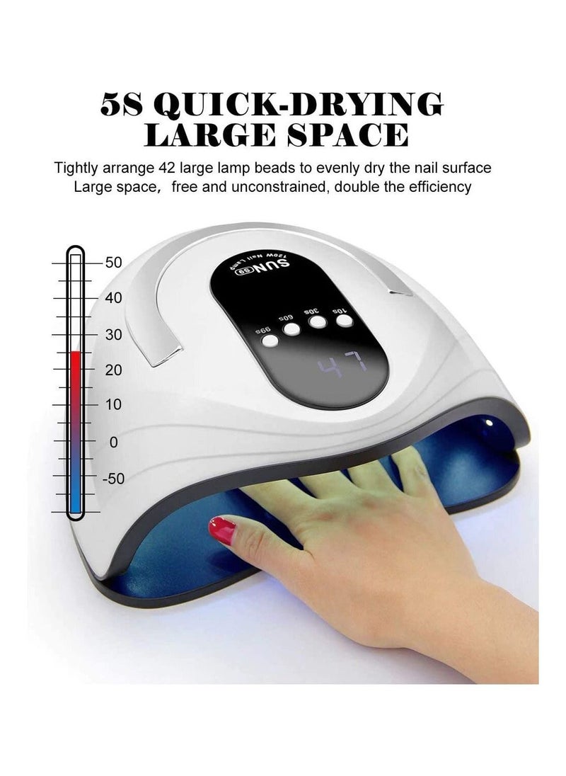 General - LED Nail Light Fast Nail Dryer 120W for Gel Polish Curing with 4 Timers Portable Handle Large Space Automatic Sensor (White) - Image 1