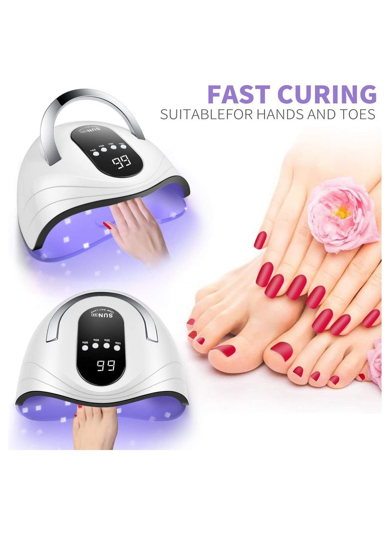 General - LED Nail Light Fast Nail Dryer 120W for Gel Polish Curing with 4 Timers Portable Handle Large Space Automatic Sensor (White) - Image 1
