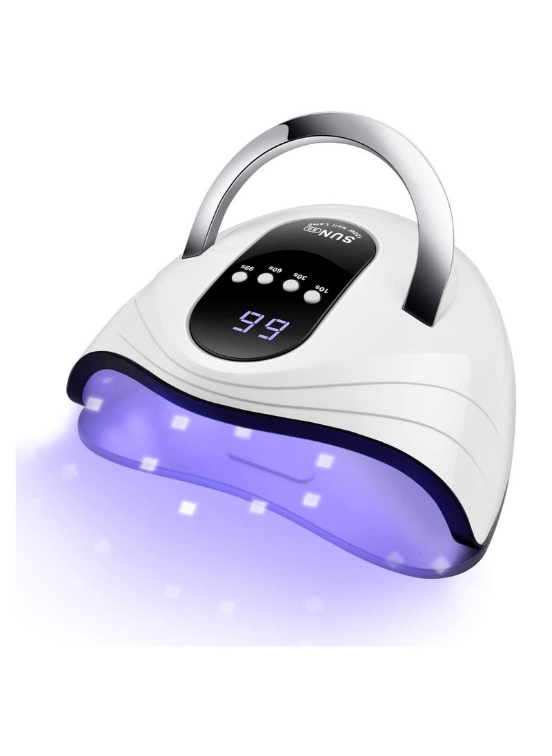 General - LED Nail Light Fast Nail Dryer 120W for Gel Polish Curing with 4 Timers Portable Handle Large Space Automatic Sensor (White) - Image 1