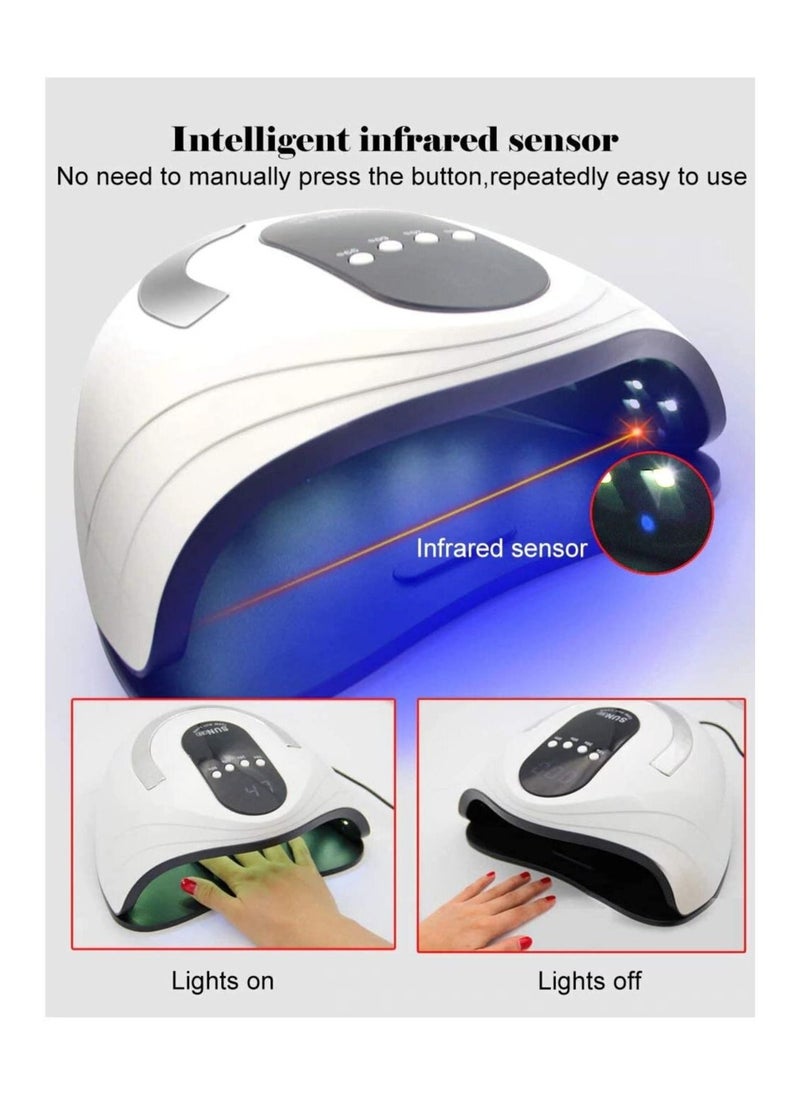 General - LED Nail Light Fast Nail Dryer 120W for Gel Polish Curing with 4 Timers Portable Handle Large Space Automatic Sensor (White) - Image 1