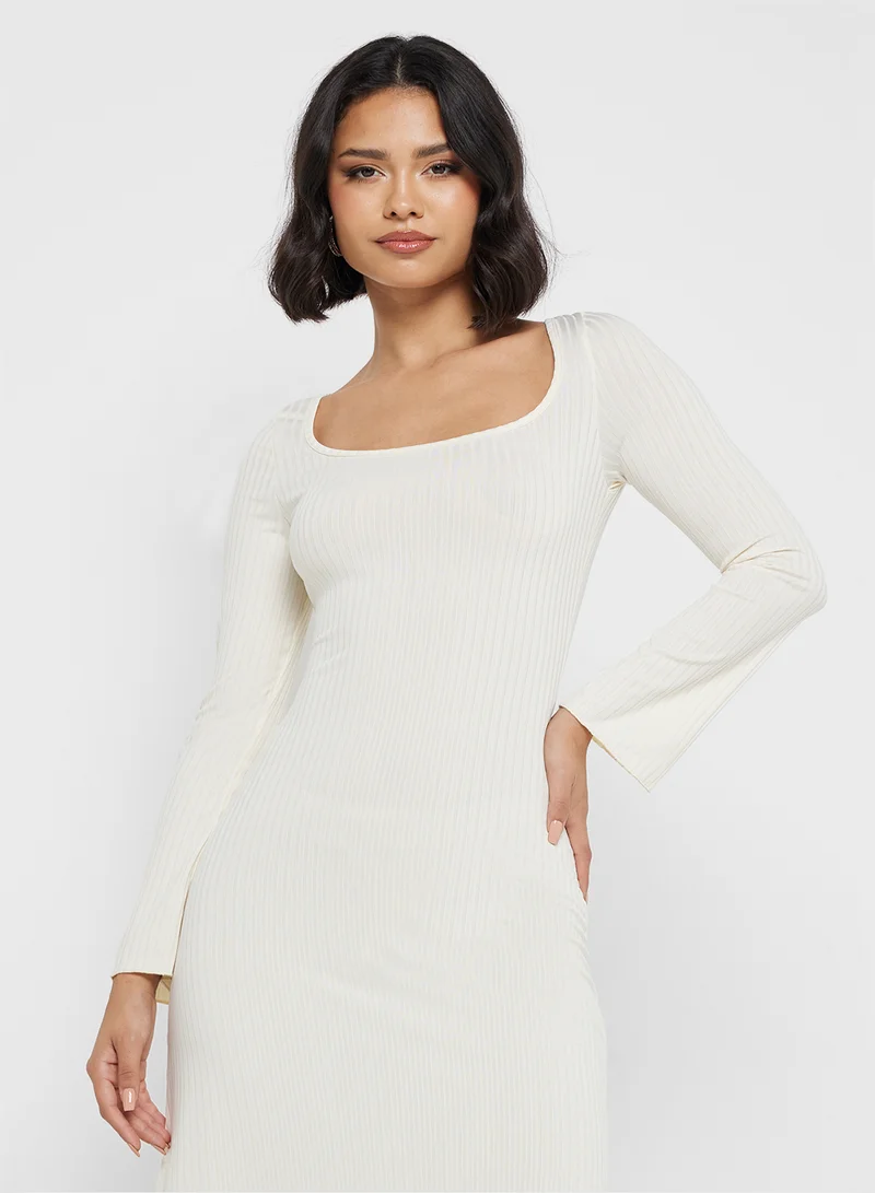 جينجر Ribbed Midi Dress
