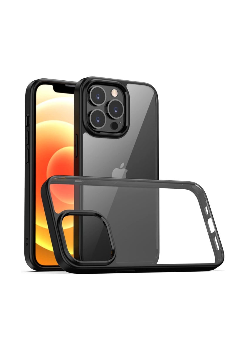 Compatible with iPhone 11 Pro Max Clear Case Shockproof PC Soft Silicone [Anti-Yellowing] TPU Shockproof Protective Cover (Black)