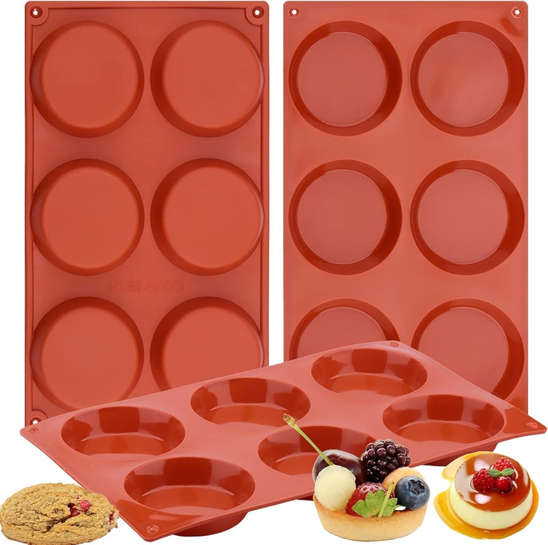 Ocmoiy 3 Inch Egg Mold for Breakfast Sandwiches Round Silicone Muffin Top/Egg Pan, Non-Stick Oven Baking Silicone Molds for Eggs Patty Bites, Tarts, English Muffins, Pack of 3 - Image 1