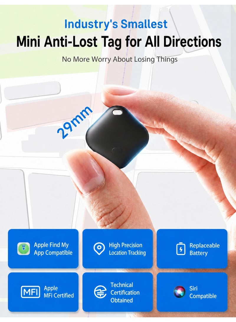 Kingone Bluetooth Tracker, iOS Only, Long Battery Life, Replaceable Battery, Key and Item Locator for Phones, Bags, iPhones, iPads, etc., Smart Tags for Headphones and Luggage, Single Package - Black - Image 2