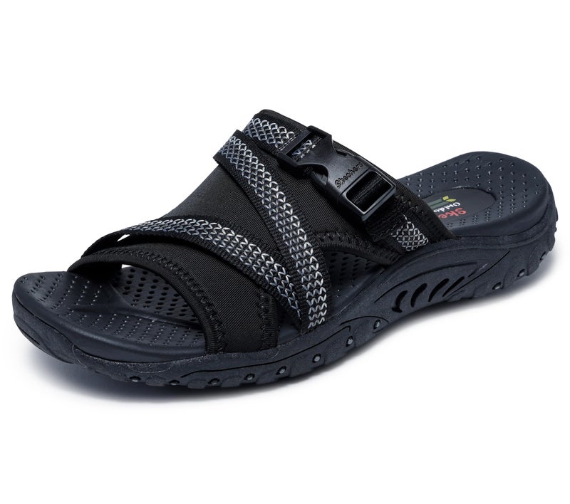 SKECHERS صندل رياضي خارجي للنساء من سكيشرز - ريجا - سلايد ثرو، أسود 10M - Image 5