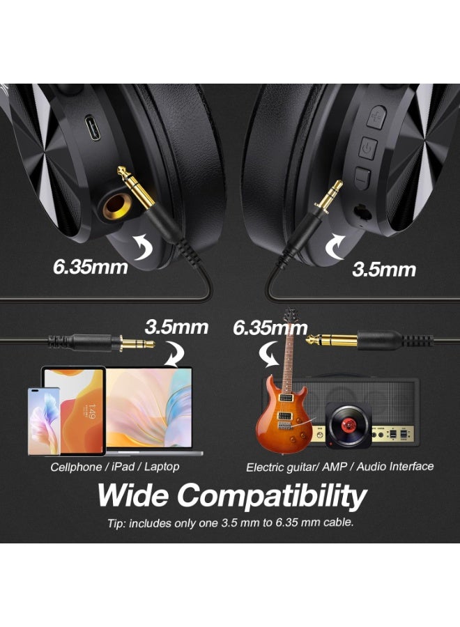 OneOdio Bluetooth Over-Ear Studio Headphones - Foldable Wired and Wireless Professional Monitor Recording Headphones with Shareport & Stereo Sound for Electric Drums, Piano, Guitar & Amp - Image 5