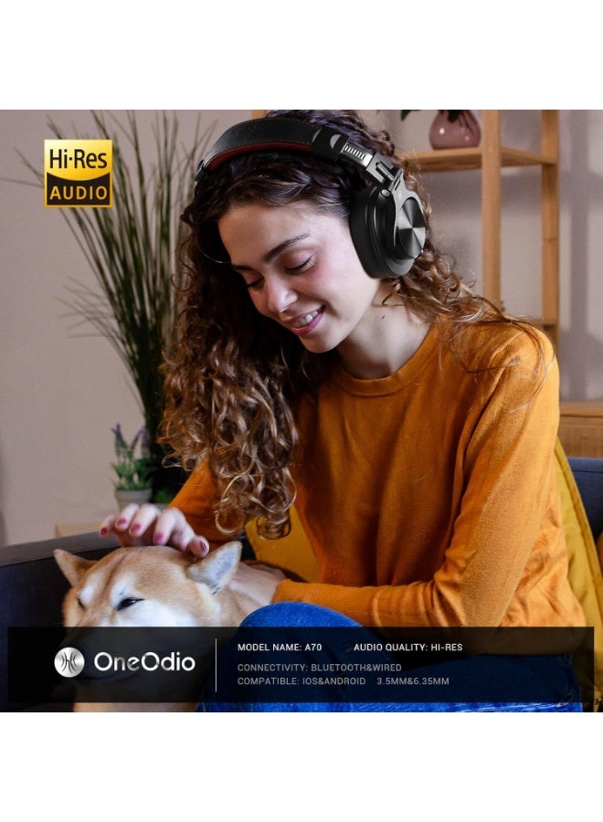 OneOdio Bluetooth Over-Ear Studio Headphones - Foldable Wired and Wireless Professional Monitor Recording Headphones with Shareport & Stereo Sound for Electric Drums, Piano, Guitar & Amp - Image 2