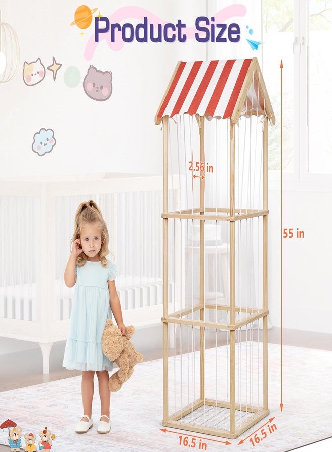 Edudif Stuffed Animal Storage, Space Saving Vertical Stuffed Animal Holder Wood, Easy Assembly Cottage-Style Plush Toys Organizer for Kids Bedroom & Playroom (Wood, Large) - Image 5