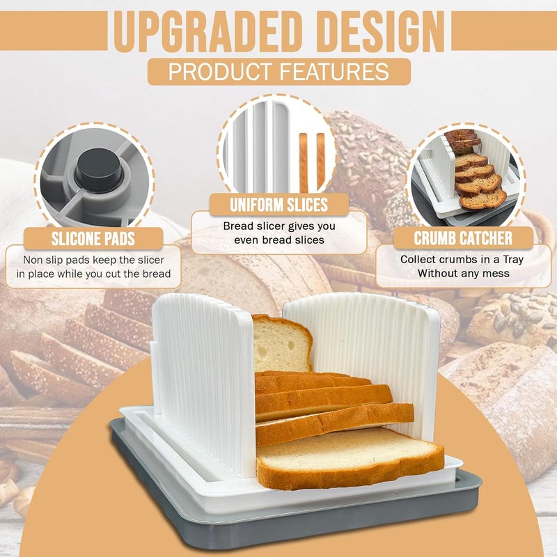 SliceElite Bread Slicer for Sourdough Rounds - Adjustable Bread Slicing Guide With Crumb Tray & Compact Bread knife for kitchen - Manual Bread Slicer For Homemade Bread Perfect Bread Making gifts - Image 4