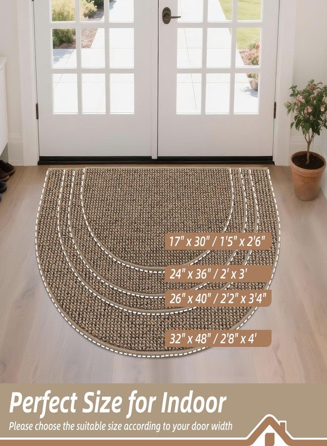 BEQHAUSE Dirt Trapper Door Mat 17" x 30" Half Circle Non Slip Washable Doormats Entrance Rugs Absorbent Welcome Low Profile Floor Mats for Front Back Door and Entryway, Taupe - Image 2