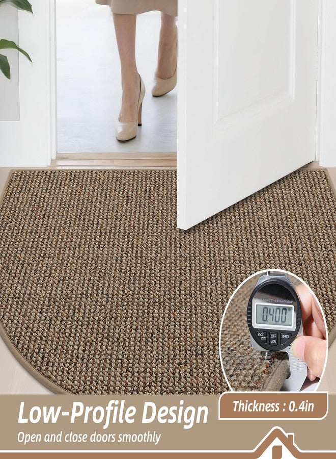 BEQHAUSE Dirt Trapper Door Mat 17" x 30" Half Circle Non Slip Washable Doormats Entrance Rugs Absorbent Welcome Low Profile Floor Mats for Front Back Door and Entryway, Taupe - Image 5