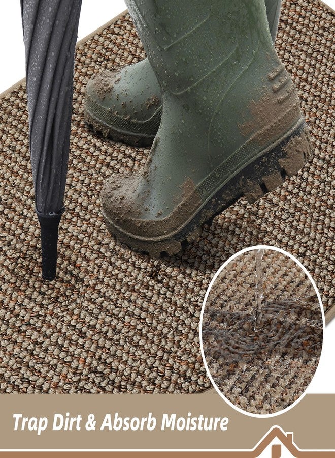 BEQHAUSE Dirt Trapper Door Mat 17" x 30" Half Circle Non Slip Washable Doormats Entrance Rugs Absorbent Welcome Low Profile Floor Mats for Front Back Door and Entryway, Taupe - Image 3