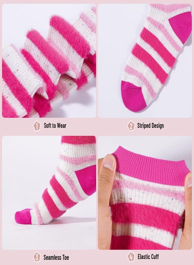 Moon Wood Knee High Socks for Women Casual Cozy Long Knee Socks with Cute Fuzzy Striped Design Soft Knee High Stockings - Image 3