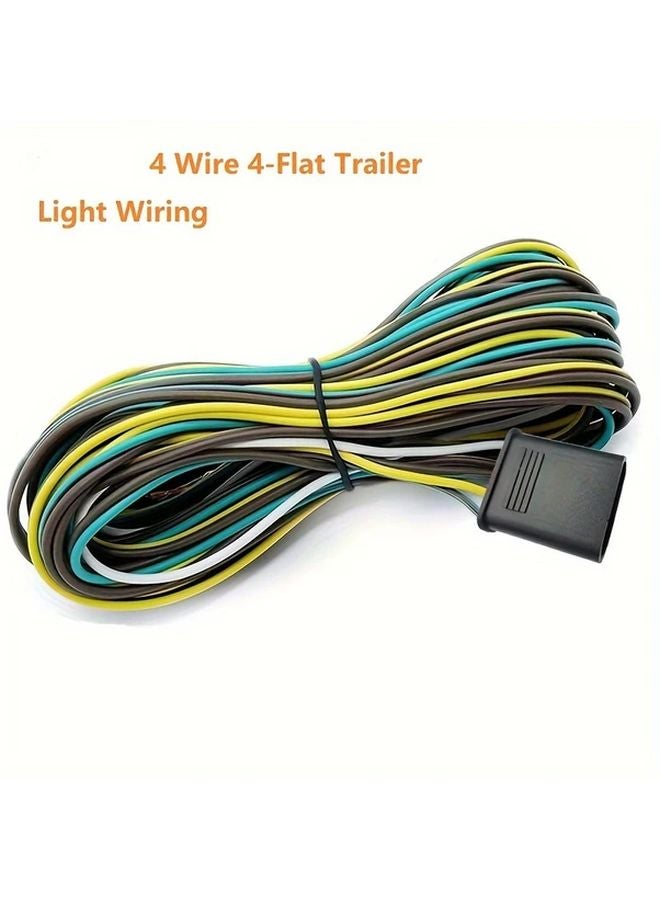 25ft 4 Pin Flat Trailer Wiring Harness Kit With 4 Flat Extension Connector For Utility Boat - Image 3