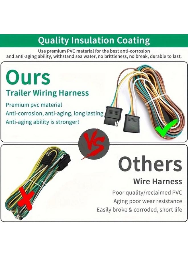 25ft 4 Pin Flat Trailer Wiring Harness Kit With 4 Flat Extension Connector For Utility Boat - Image 5