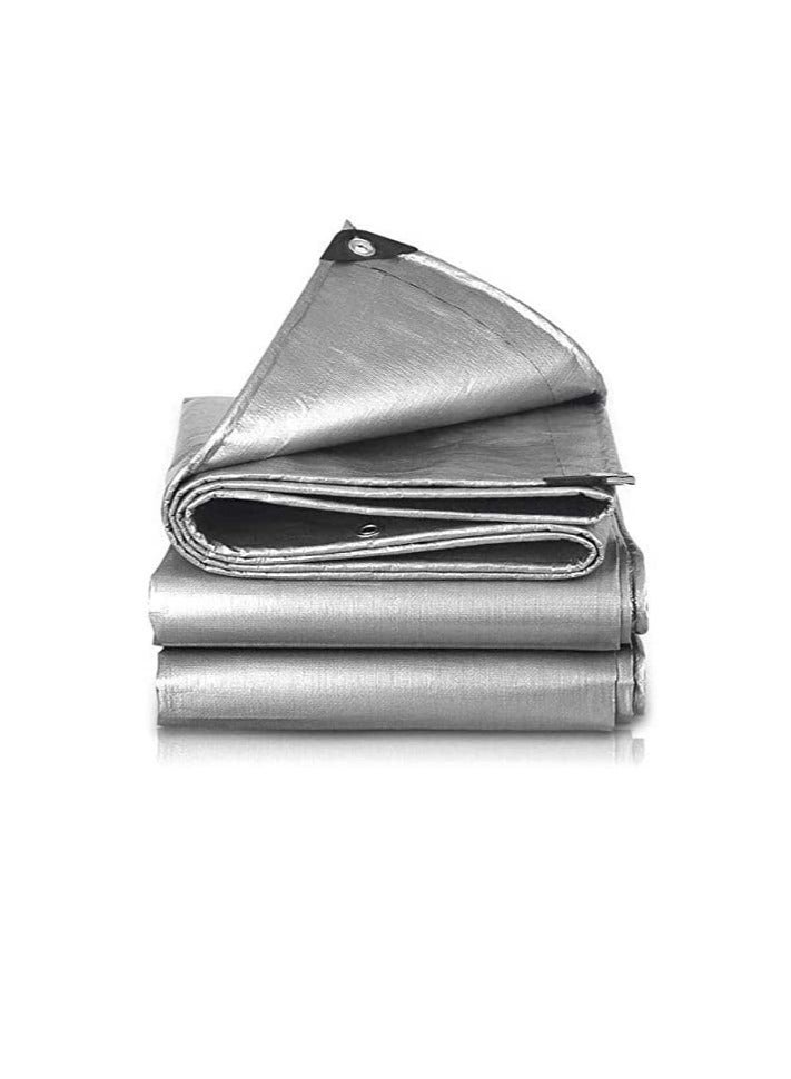 Waterproof Ground Cover Tent Shelter Dust-proof Rain Cover Tarpaulin Sheet (12 x 18, SILVER) - Image 3