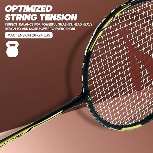 Konex Aluminium Badminton Racquet | Optimized String Tension, Ergonomic Grip & Durable Frame | Full Cover Included - Black (Pack of 2) - Image 4