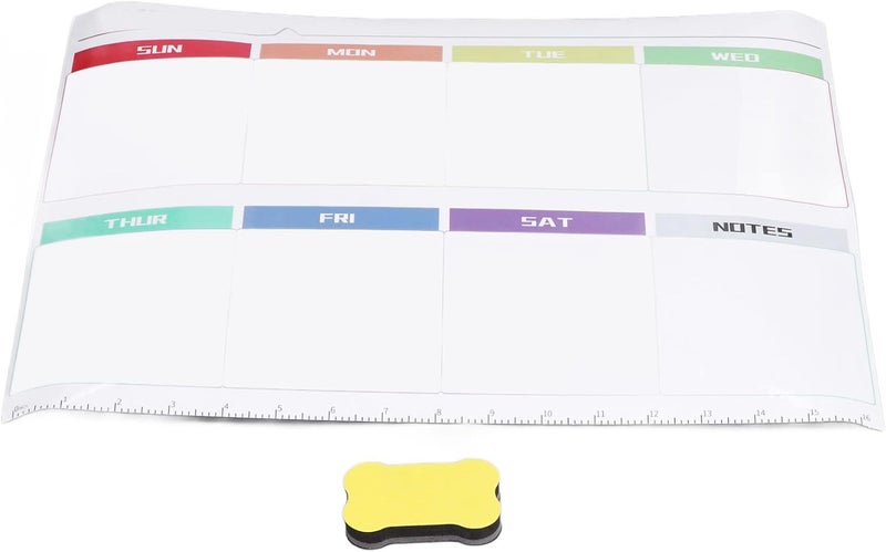 Reusable Weekly Calen Dry Erase Sticker for Wall, F & Home with Eraser, Ample Space for Notes - Image 1