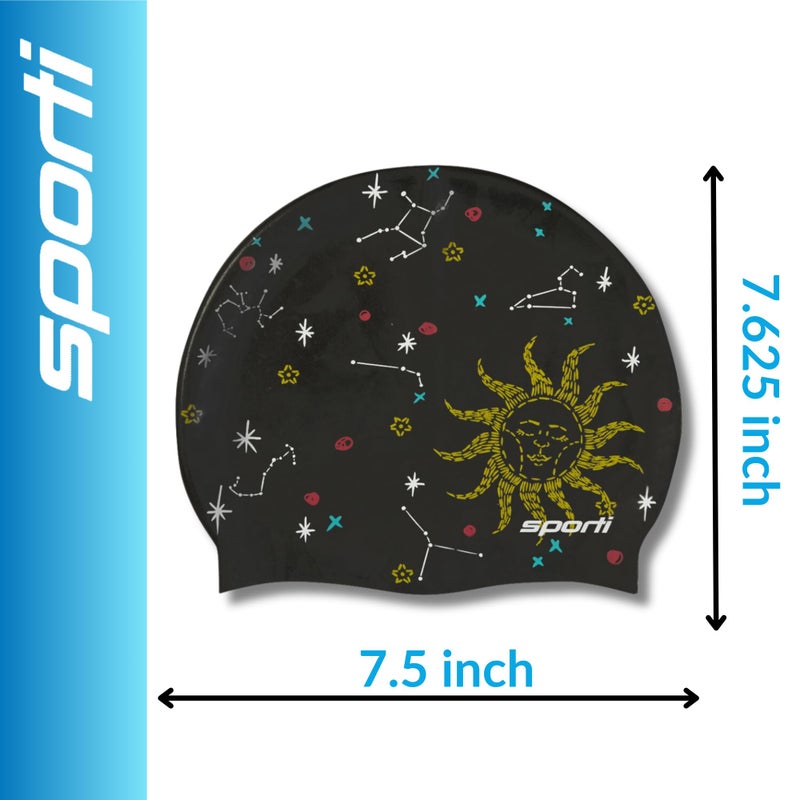 Sporti Celestial Silicone Swim Cap - Black - Adult - Image 5