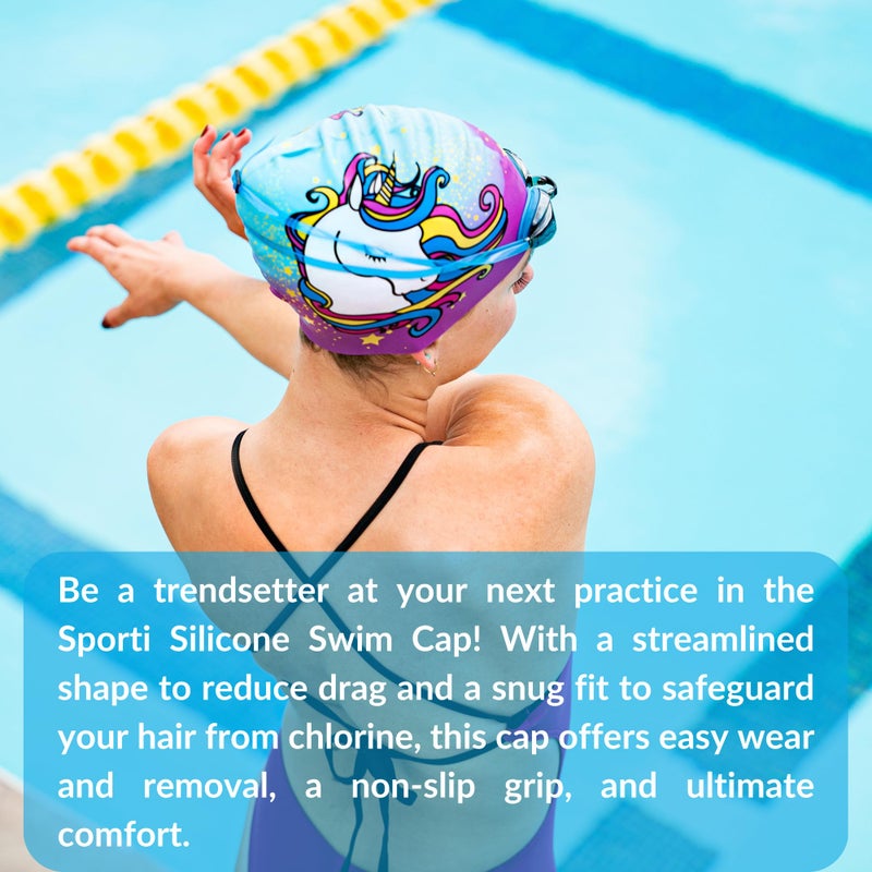 Sporti Celestial Silicone Swim Cap - Black - Adult - Image 4