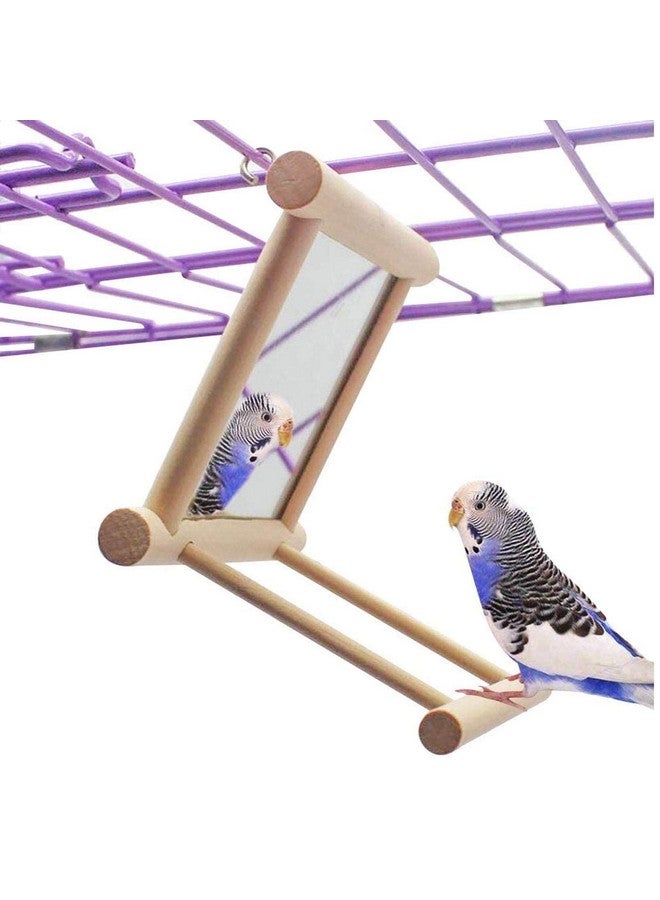 هامليدي مرآة الطيور، مرآة الببغاء، حامل مجثم، أرجوحة خشبية، مرآة لعبة، قفص، ملحقات للببغاوات، طيور البادجي، الببغاوات، الكوكتيلات، طيور الحب، العصافير - Image 1