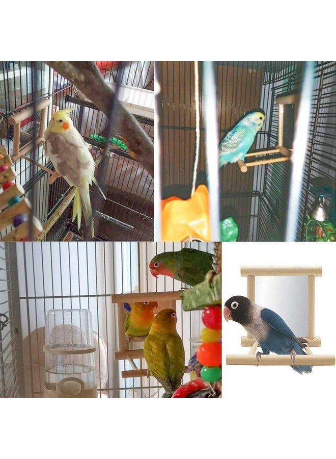 هامليدي مرآة الطيور، مرآة الببغاء، حامل مجثم، أرجوحة خشبية، مرآة لعبة، قفص، ملحقات للببغاوات، طيور البادجي، الببغاوات، الكوكتيلات، طيور الحب، العصافير - Image 4