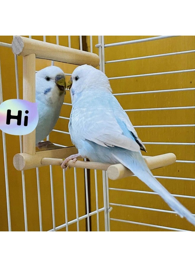 هامليدي مرآة الطيور، مرآة الببغاء، حامل مجثم، أرجوحة خشبية، مرآة لعبة، قفص، ملحقات للببغاوات، طيور البادجي، الببغاوات، الكوكتيلات، طيور الحب، العصافير - Image 3