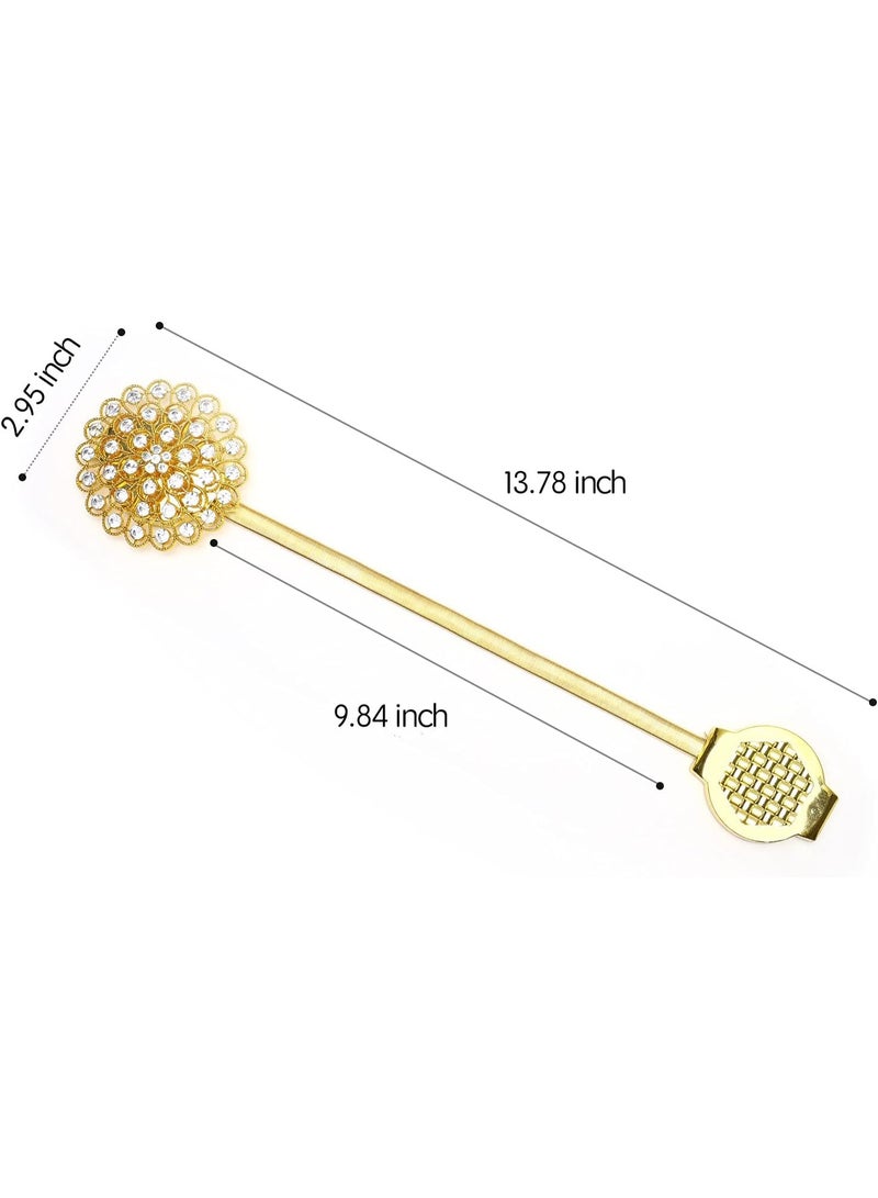 Magnetic Curtain Tiebacks, Window Curtain Clips with Stretchy Metal Rope for Home Office, Outdoor Decor Curtain Holder Holdbacks, Home Decoration Multi-Use Curtain Holdbacks,，2 Pack Window Drape Holdbacks, Gold Diamond Flower - Image 5